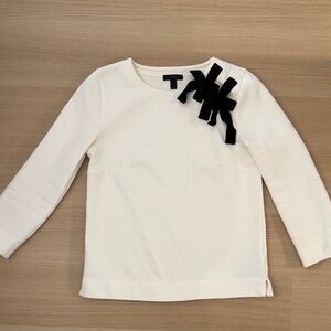 J. Crew Cream Long Sleeve Top with Velvet Bows